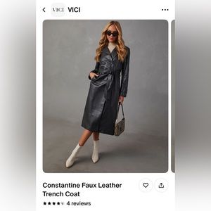 Leather Trench Coat- Size Medium- NWT